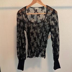 NWT Free People sheer lace long sleeve top